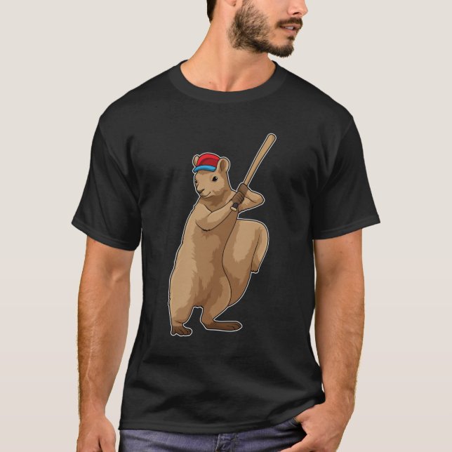 ekorre vid Baseball med Baseball fladdermus T Shirt (Framsida)