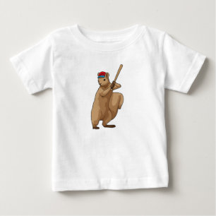 ekorre vid Baseball med Baseball fladdermus T Shirt
