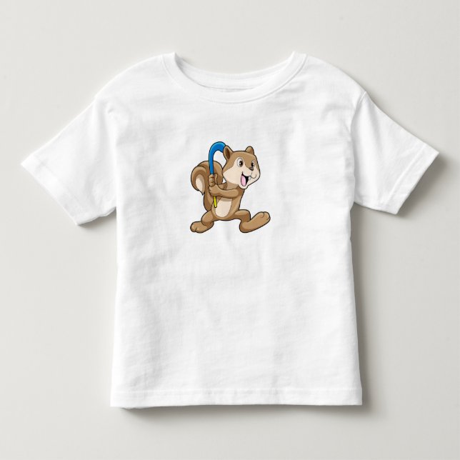 ekorre vid Fält hockey med Stick T Shirt (Framsida)