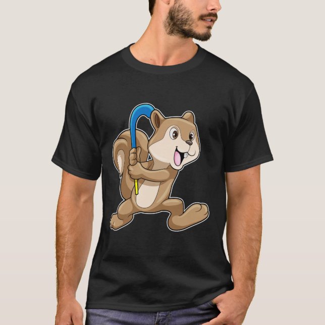 ekorre vid Fält hockey med Stick T Shirt (Framsida)