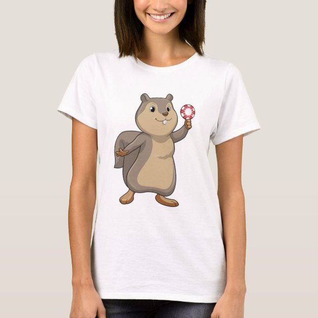 ekorre vid Poker med Poker chip T Shirt (Framsida)