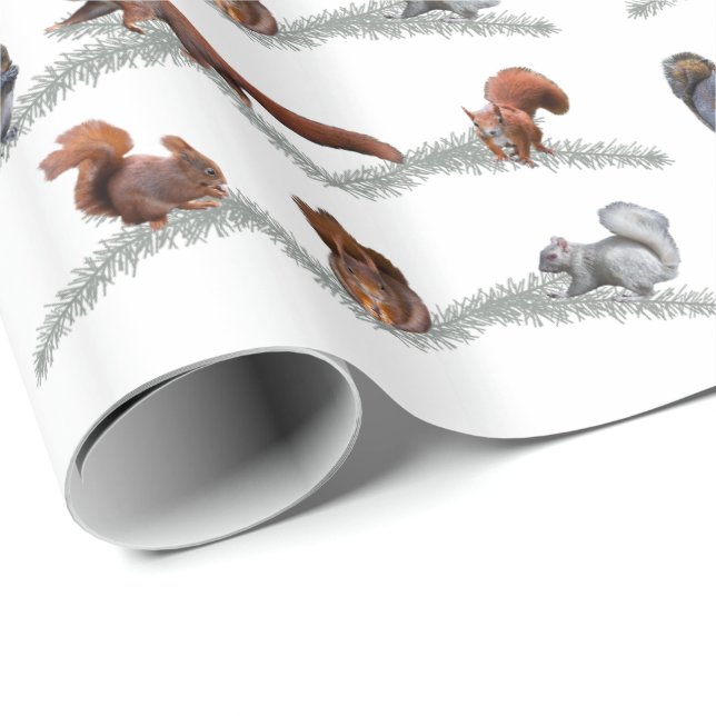 Ekorrefrenesi som slår in papper (välj färg), presentpapper (Rullad Hörn)