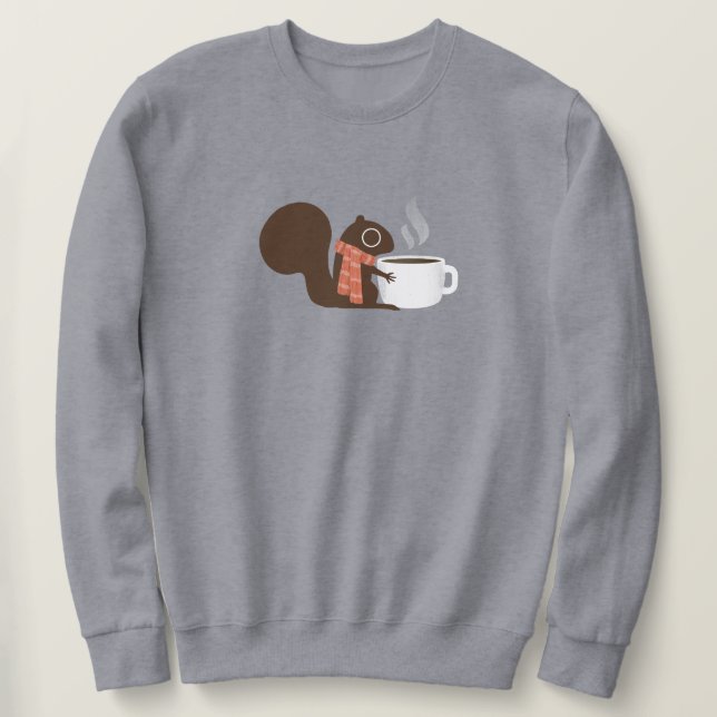 ekorrekaffe Älskare med strimlad scarf Lång Ärmad Tröja (Design framsida)