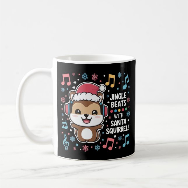 ekorren i hörlurarna och Santa Hat - Jingle Beat Kaffemugg (Vänster)