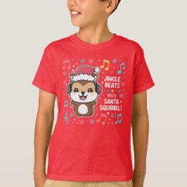 ekorren i hörlurarna och Santa Hat - Jingle Beat T Shirt