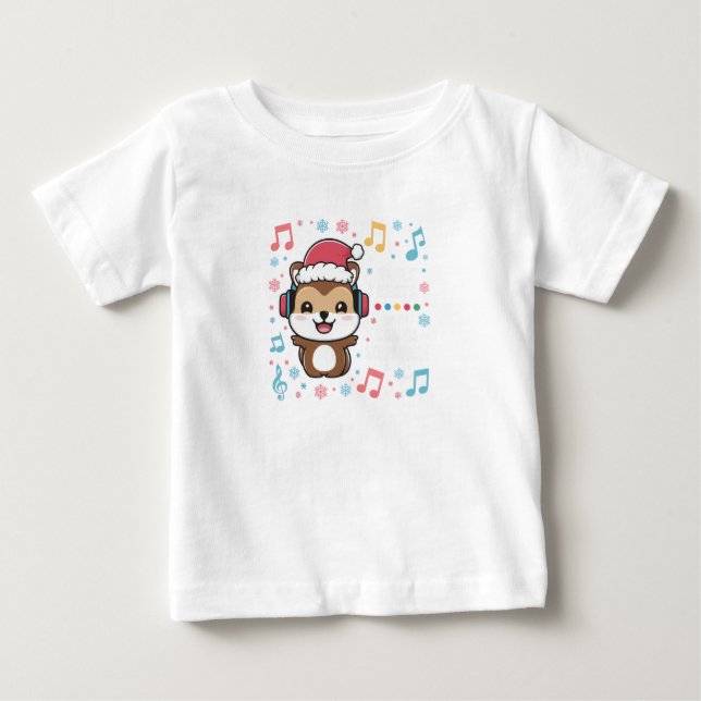 ekorren i hörlurarna och Santa Hat - Jingle Beat T Shirt (Framsida)