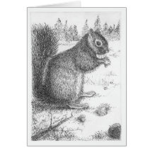 Ekorren skrivar & bläckillustrationen