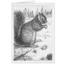 Ekorren skrivar & bläckillustrationen hälsningskort
