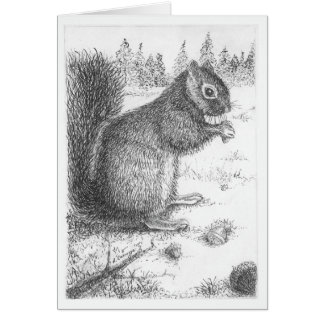 Ekorren skrivar & bläckillustrationen hälsningskort