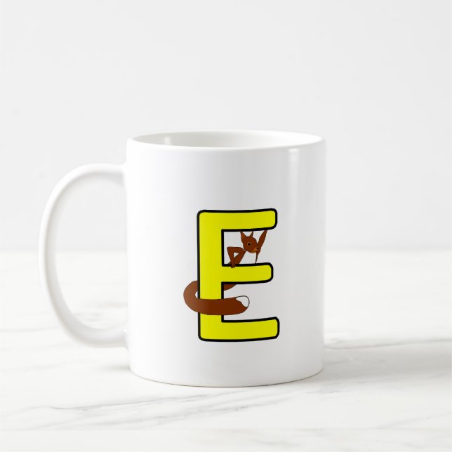 Ekorrmugg Bokstav E Högerhand Kaffemugg (Vänster)