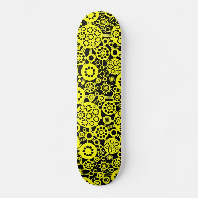 Ekosystem - Gult på svart Skateboard Bräda 19,5 Cm (Framsida)