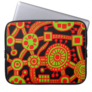 Ekosystem III Röd och Grönt på svart Laptop Sleeve