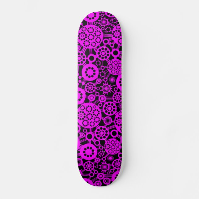 Ekosystem - Magenta på svart Skateboard Bräda 21,5 Cm (Framsida)