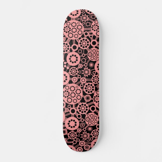 Ekosystem - Mjuk Rosa på svart Old School Skateboard Bräda 21,6 Cm (Framsida)