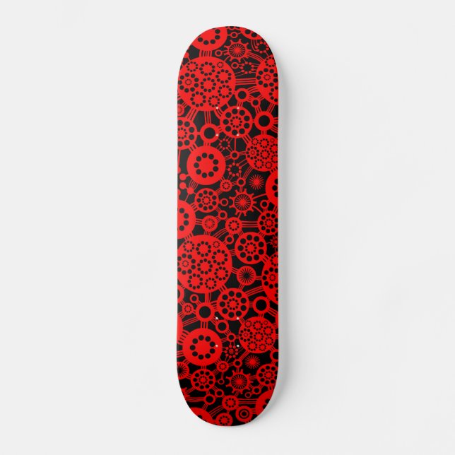 Ekosystem - röd på svart mini skateboard bräda 18,7 cm (Framsida)