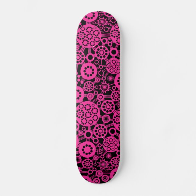 Ekosystem - Shock rosa på svart Skateboard Bräda 20 Cm (Framsida)