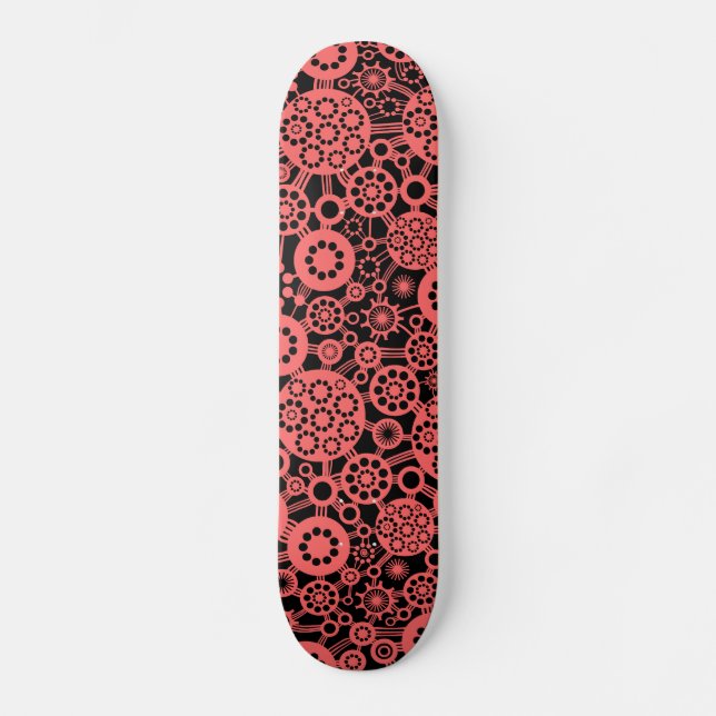 Ekosystem - Tropisk Rosa på svart Skateboard Bräda 21,5 Cm (Framsida)