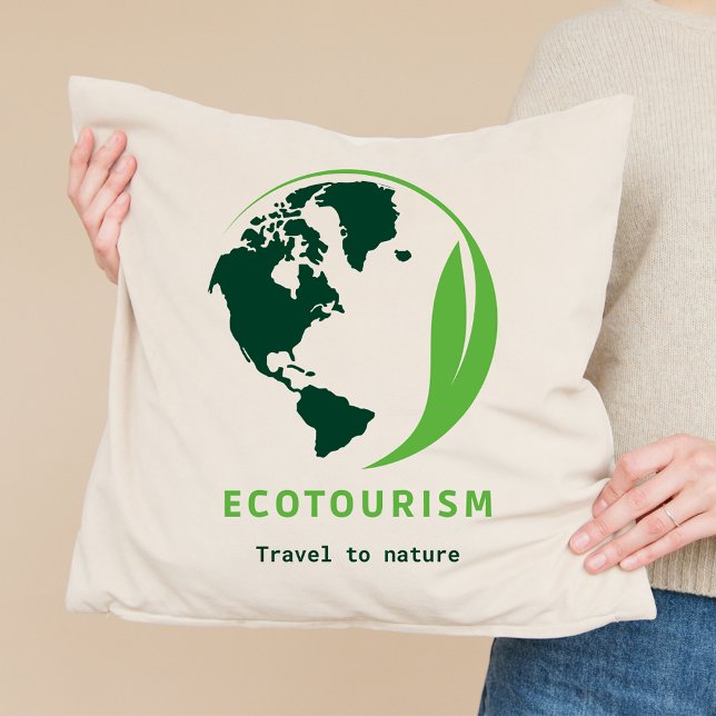 Ekoturism-Grönten Resor till naturen Kudde (Ecotourism Travel to Nature Throw Pillow)