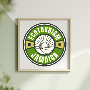 Ekoturism Jamaica Grönt Slow Travel Logotyp Poster