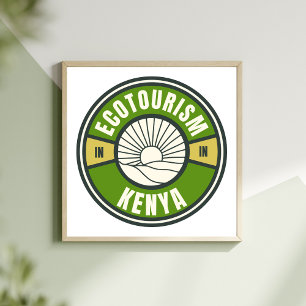 Ekoturism Kenya Afrika Grönt Slow Travel Logotyp Poster
