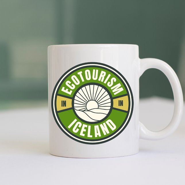 Ekoturism Nordiska Islandet Grönt Slow Travel Logo Kaffemugg (Skapare uppladdad)