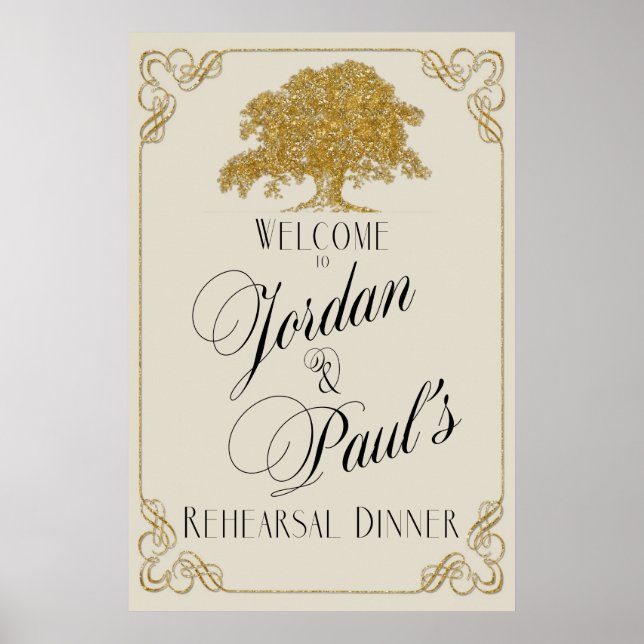 Ekplantering i guldglitter för repetitionen poster (Framsidan)