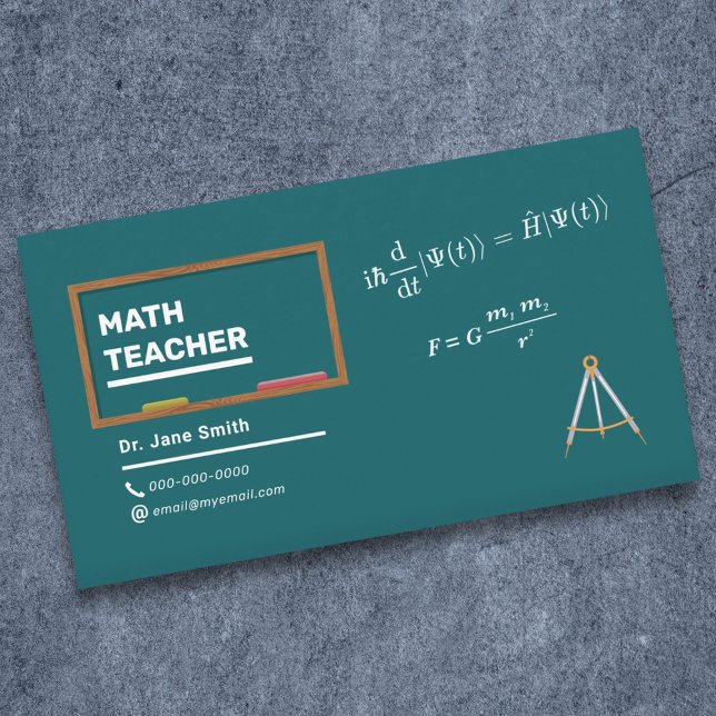 Ekvation & Compas Math Teacher Visitkort (Equations & Compas Math Teacher Business Card)