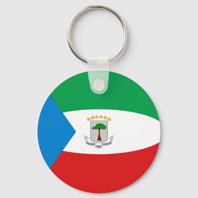 Ekvatorialguinea Fisheye Flagga Keychain Nyckelring (Framsida)