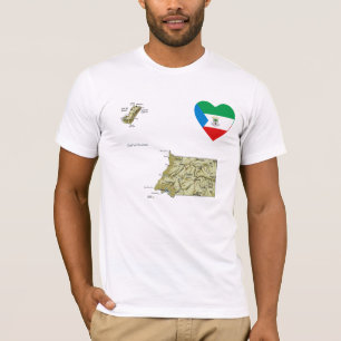 Ekvatorialguinea Flagga Heart och Karta T-Shirt
