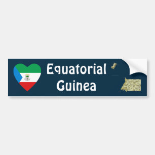 Ekvatorialguinea Flagga Hjärta + Karta Bildör Deka Bildekal