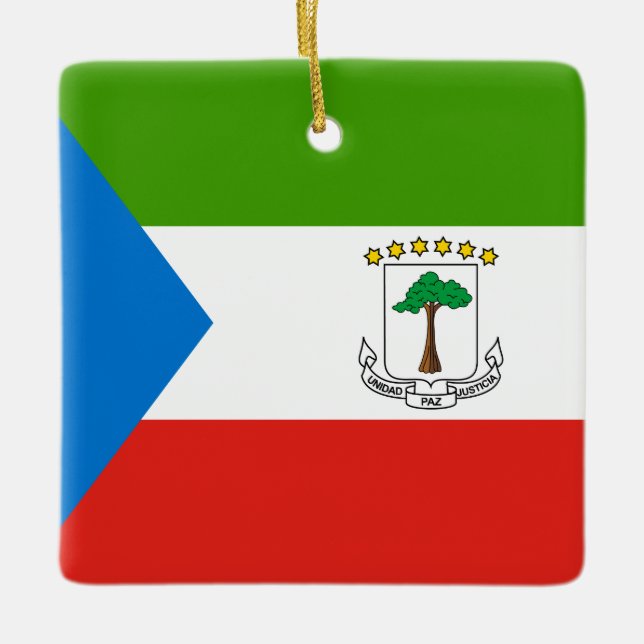 Ekvatorialguinea Flagga Julgransprydnad Keramik (Framsida)