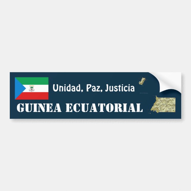 Ekvatorialguinea Flagga + Kart Dekal (Framsidan)