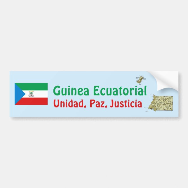 Ekvatorialguinea Flagga + Karta Bildörslapp Bildekal (Framsidan)