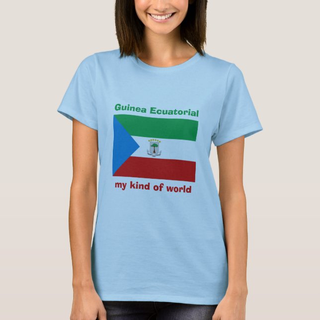 Ekvatorialguinea Flagga + Karta + Text T-Shirt (Framsida)