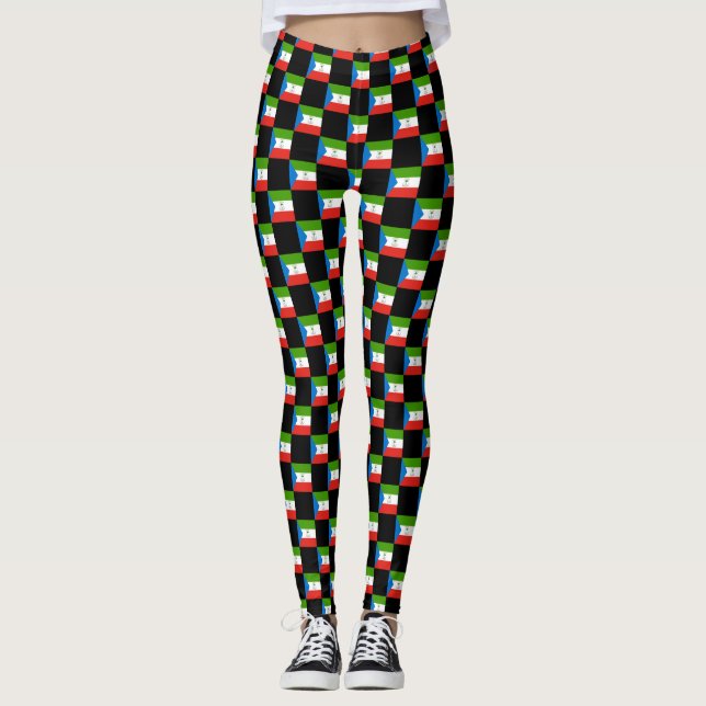 Ekvatorialguinea Flagga Mönster Leggings (Framsida)