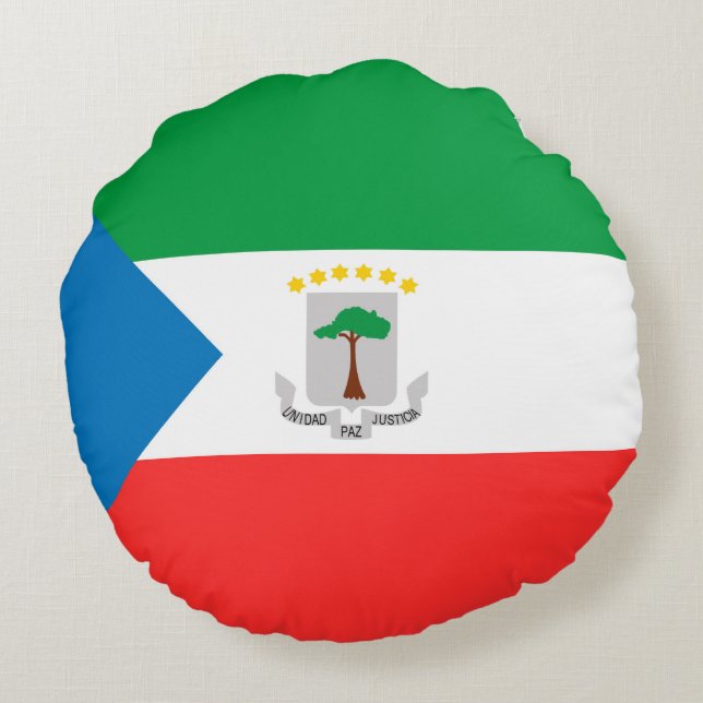 Ekvatorialguinea flagga rund kudde (Baksidan)