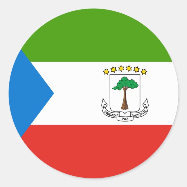 Ekvatorialguinea Flagga Runt Klistermärke (Framsida)