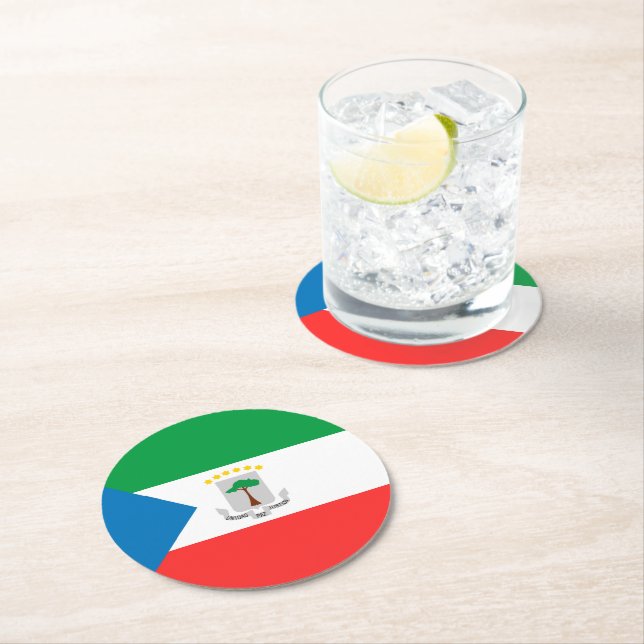 Ekvatorialguinea flagga underlägg papper rund (Insitu)
