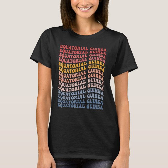 Ekvatorialguinea Groovy Retro Ekvatorialguinea Gui T Shirt (Framsida)
