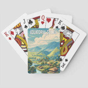 Ekvatorialguinea Illustration Travel Art Vintage Casinokort