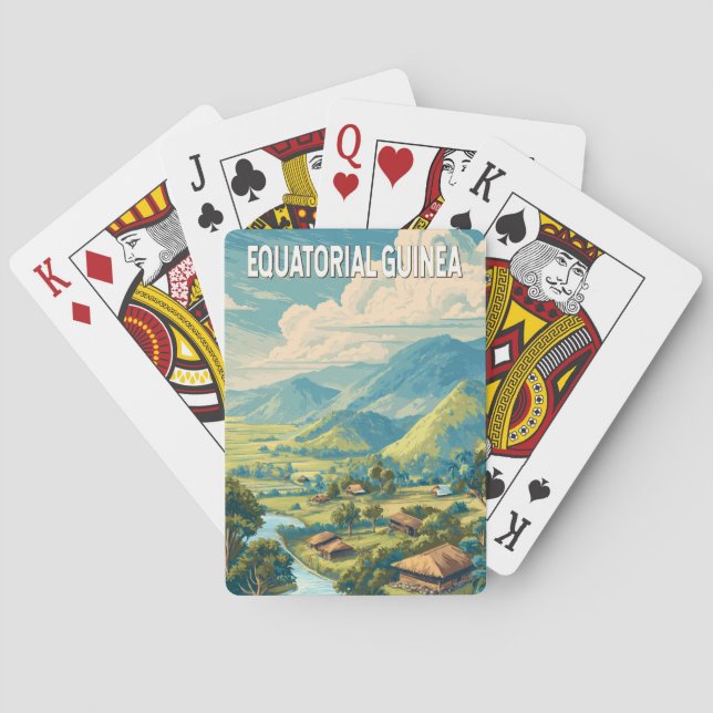 Ekvatorialguinea Illustration Travel Art Vintage Casinokort (Baksidan)