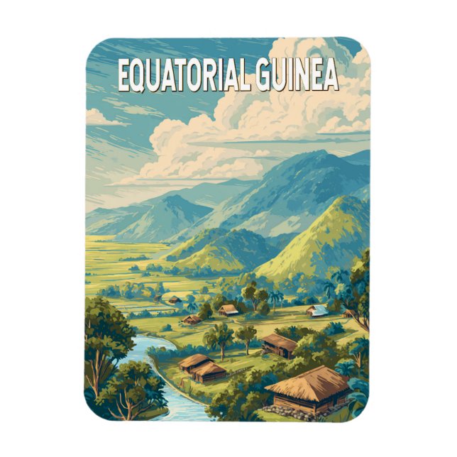 Ekvatorialguinea Illustration Travel Art Vintage Magnet (Vertikal)