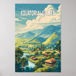Ekvatorialguinea Illustration Travel Art Vintage Poster