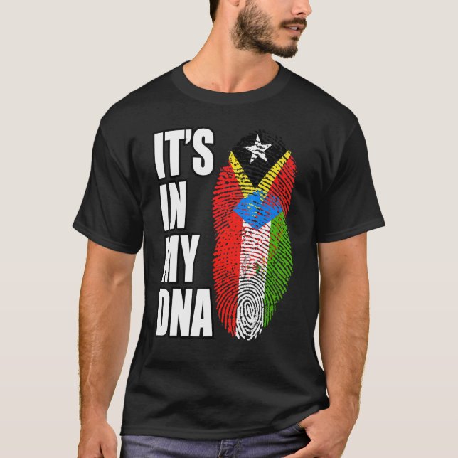 Ekvatorialguinea och Timorese Mix DNA Flagga Herit T Shirt (Framsida)