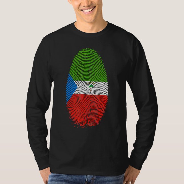 Ekvatorialguineanska Flagga Fingerprint Ekvatorial T Shirt (Framsida)