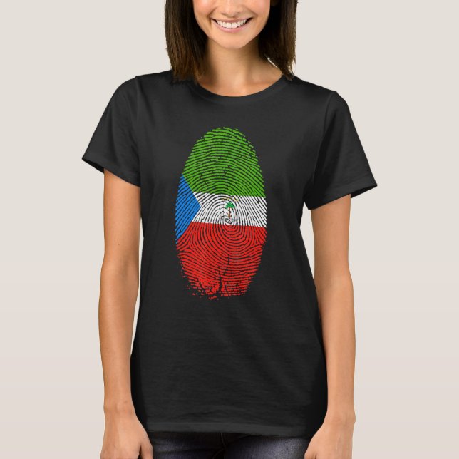 Ekvatorialguineanska Flagga Fingerprint Ekvatorial T Shirt (Framsida)