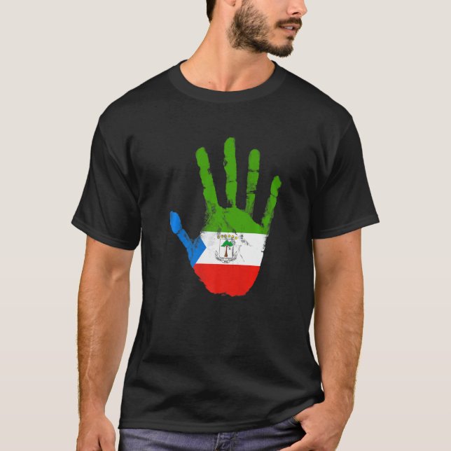 Ekvatorialguineanska Flagga Hand Malabo Ekvatorial T Shirt (Framsida)