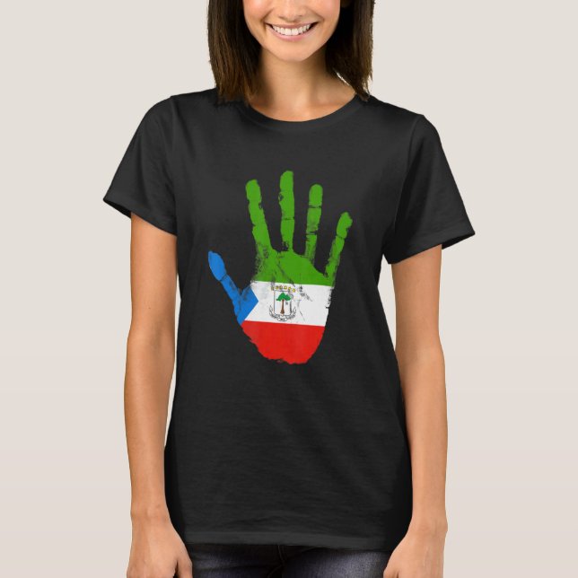 Ekvatorialguineanska Flagga Hand Malabo Ekvatorial T Shirt (Framsida)