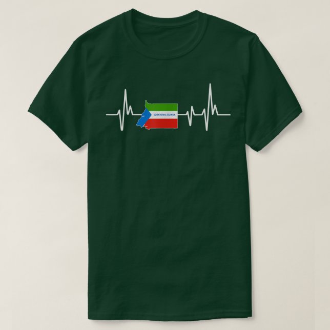 Ekvatorialguineas Flagga med pulsslag T Shirt (Design framsida)