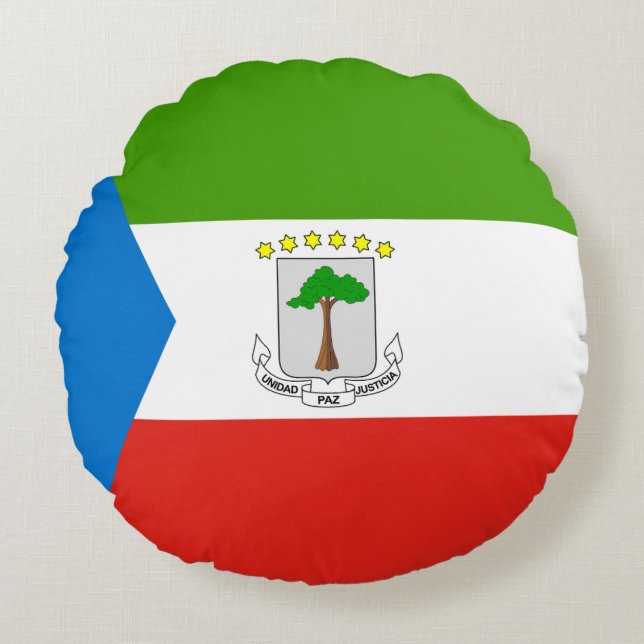 Ekvatorialguineas flagga rund kudde (Framsidan)